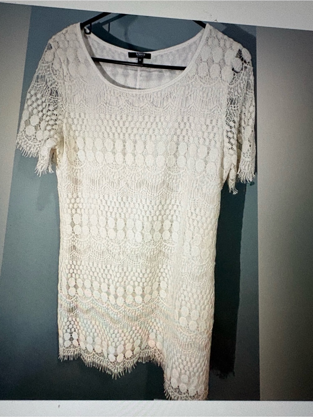 Lace Crochet Midi Dress - Cream - Great for Summertime events - 85% Cotton 15% p